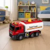 LEAN TOYS Ciężarówka z systemem wodnym, wąż do polewania, światła i dźwięki, czerwona