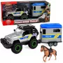 LEAN TOYS Policyjny pojazd terenowy z przyczepą dla konia – zestaw z dźwiękami i światłami
