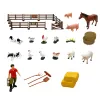LEAN TOYS Zestaw Farmerski z Traktorem i Obórką, Figurki Zwierząt i Akcesoria, 44 szt.