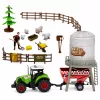 LEAN TOYS Zestaw Farm z Traktorem, Stajnią, Silosem, Figurkami, Zwierzętami, Narzędziami - 49 Elementów