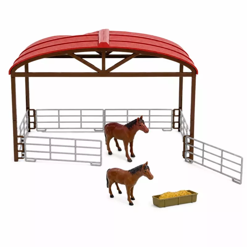 LEAN TOYS Zestaw Farm z Traktorem, Stajnią, Silosem, Figurkami, Zwierzętami, Narzędziami - 49 Elementów