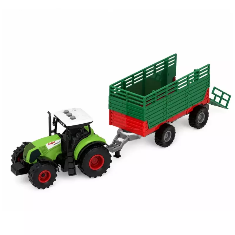 LEAN TOYS Zestaw Farmerski z Traktorem, Wiatrakiem, Stajnią, Przyczepą i Figurkami Zwierząt, 45 Elementów