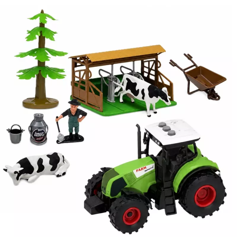 LEAN TOYS Farm Set With Tractor and Barn Animals Figures Accessories 37 pcs.
