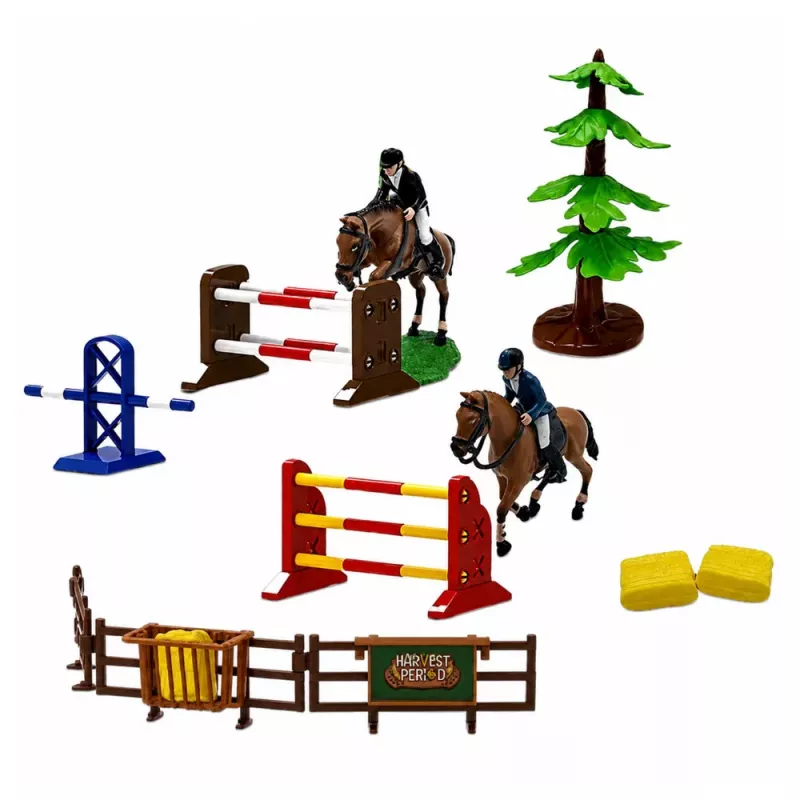 LEAN TOYS Zestaw Farm Horse Stables Horse Jumping Hills Figurki Akcesoria 69 szt.