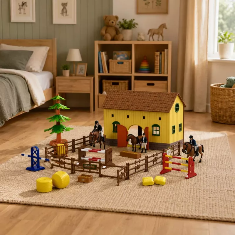 LEAN TOYS Zestaw Farm Horse Stables Horse Jumping Hills Figurki Akcesoria 69 szt.