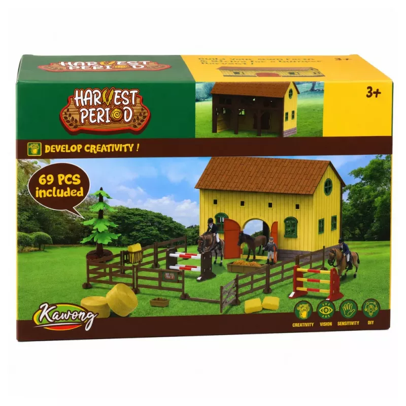 LEAN TOYS Zestaw Farm Horse Stables Horse Jumping Hills Figurki Akcesoria 69 szt.