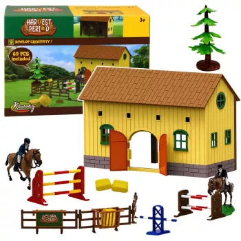 LEAN TOYS Zestaw Farm Horse Stables Horse Jumping Hills Figurki Akcesoria 69 szt.
