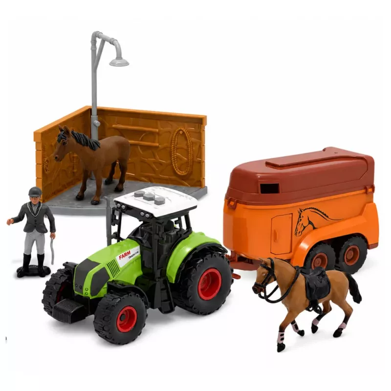 LEAN TOYS Zestaw Farm Stud Farm Tractor Obstacle Course Jumping Hills Horses Figures 72 szt.