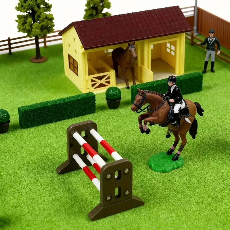 LEAN TOYS Zestaw Farm Horse Stud Tor Przeszkód Stajnia Konie Figurki 26 szt.