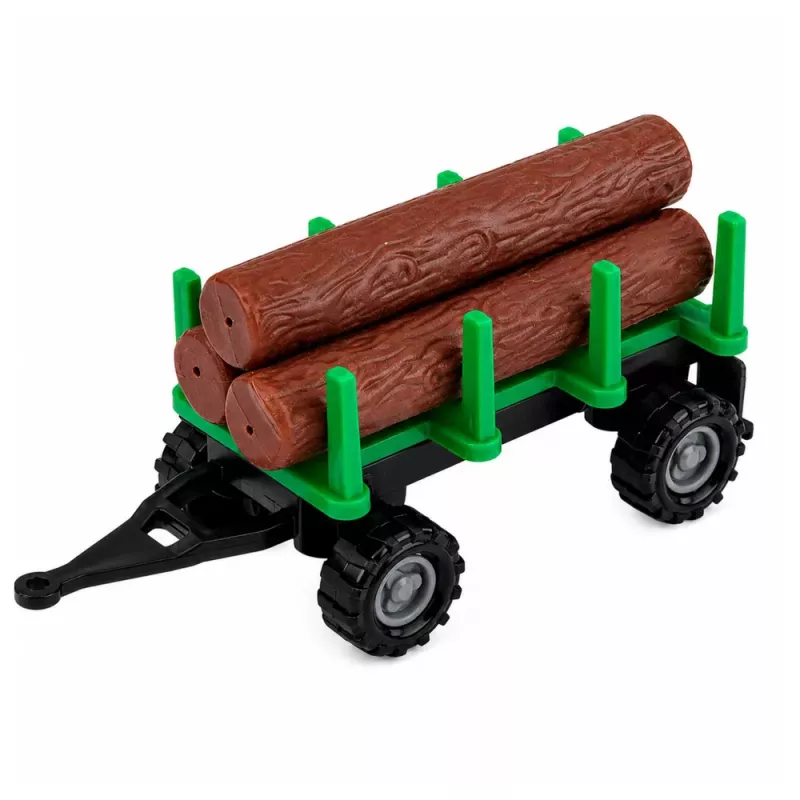 LEAN TOYS Zestaw pojazdów rolniczych Ciągnik Sieczkarnia Przyczepa do drewna 1:68 4 szt.