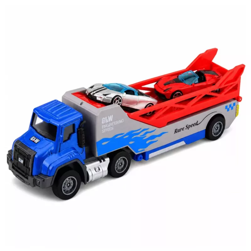 LEAN TOYS Ciężarówka z Rampą Transporter Wyrzutnia Samochód Napęd Sprężynowy 1:55