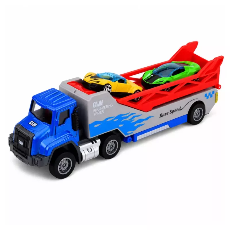 LEAN TOYS Ciężarówka z Rampą Transporter Wyrzutnia Samochód Napęd Sprężynowy 1:55