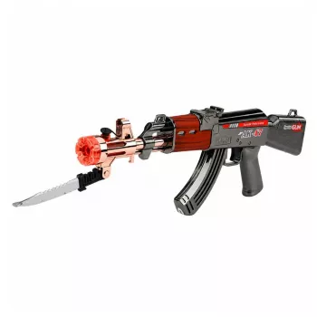 LEAN TOYS AK47 Rifle Battery Operated Weapon Prop Knife Smoke Effect Lights Sounds