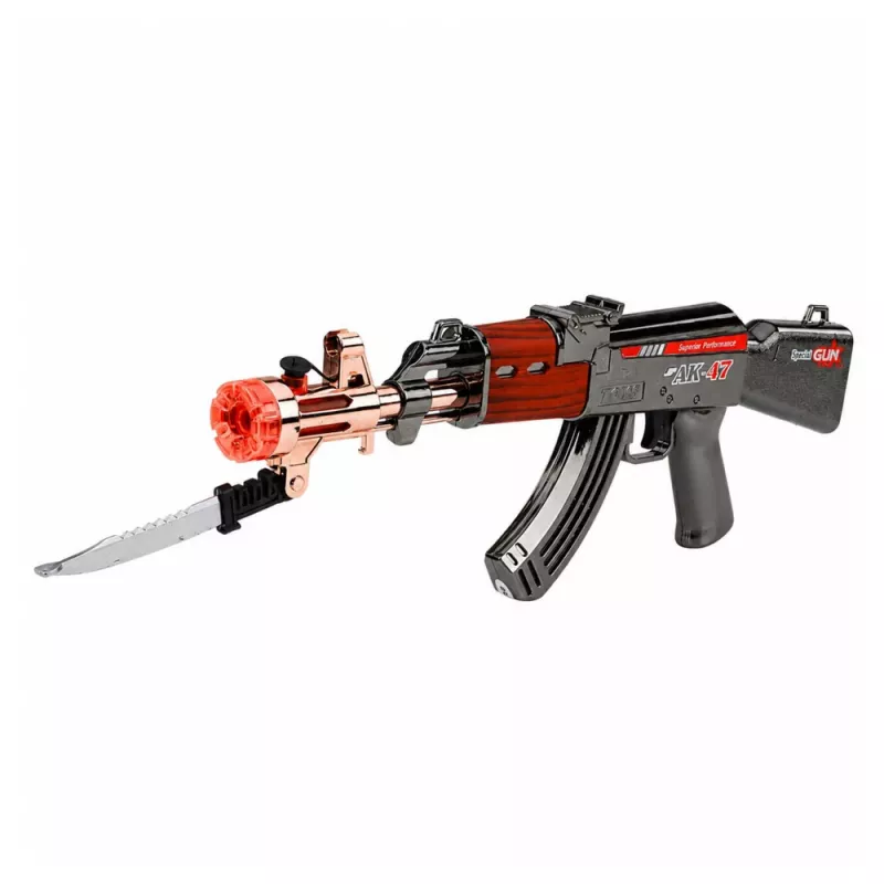 LEAN TOYS AK47 Rifle Battery Operated Weapon Prop Knife Smoke Effect Lights Sounds