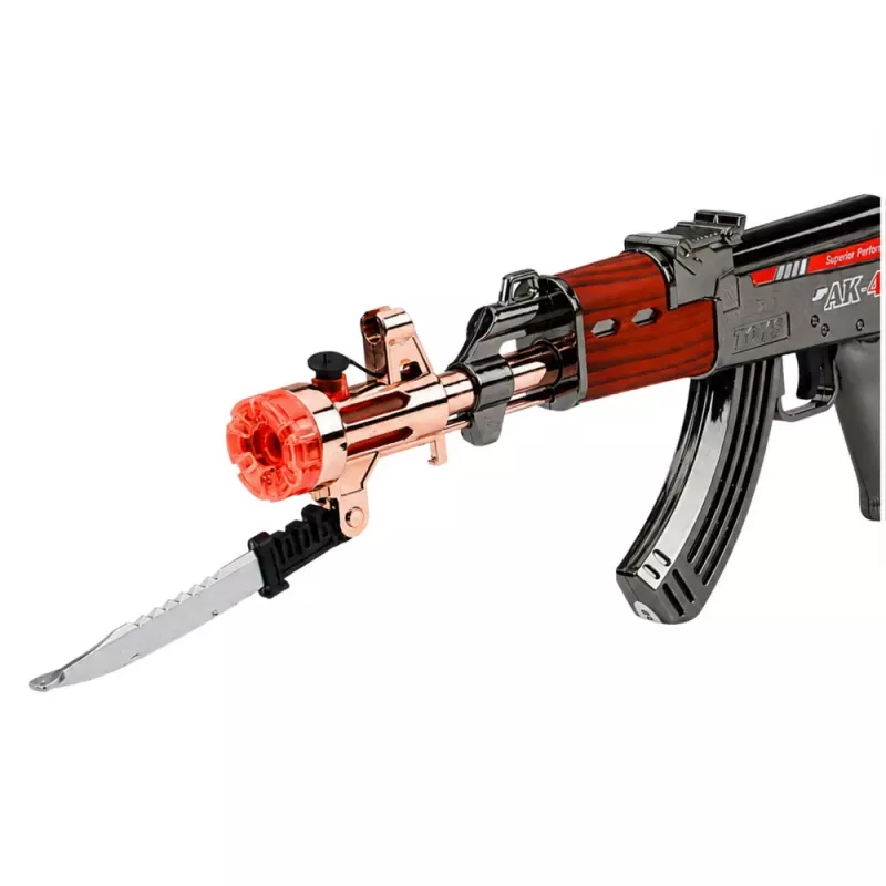 LEAN TOYS AK47 Rifle Battery Operated Weapon Prop Knife Smoke Effect Lights Sounds