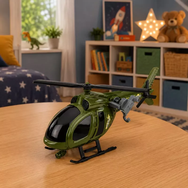 LEAN TOYS Śmigłowiec Wojskowy z Hakiem Światłami Dźwiękami Zielony
