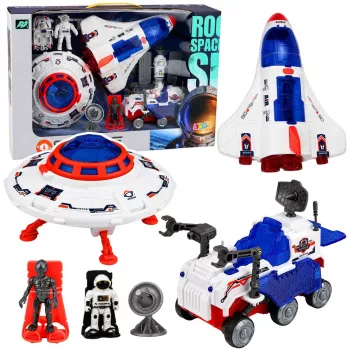 LEAN TOYS Zestaw Wahadłowiec Kosmiczny UFO Pojazd Badawczy Satelita Astronauci