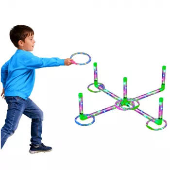 LEAN TOYS Ringo Gra Zręcznościowa Rzucanie dla Dzieci LED Świecące Obręcze i Słupki