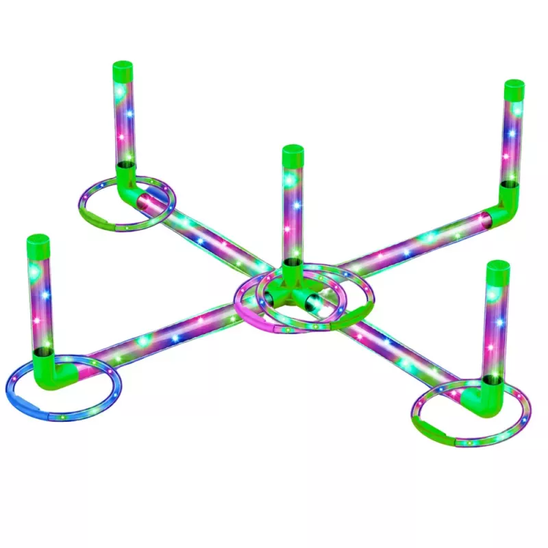 LEAN TOYS Ringo Gra Zręcznościowa Rzucanie dla Dzieci LED Świecące Obręcze i Słupki