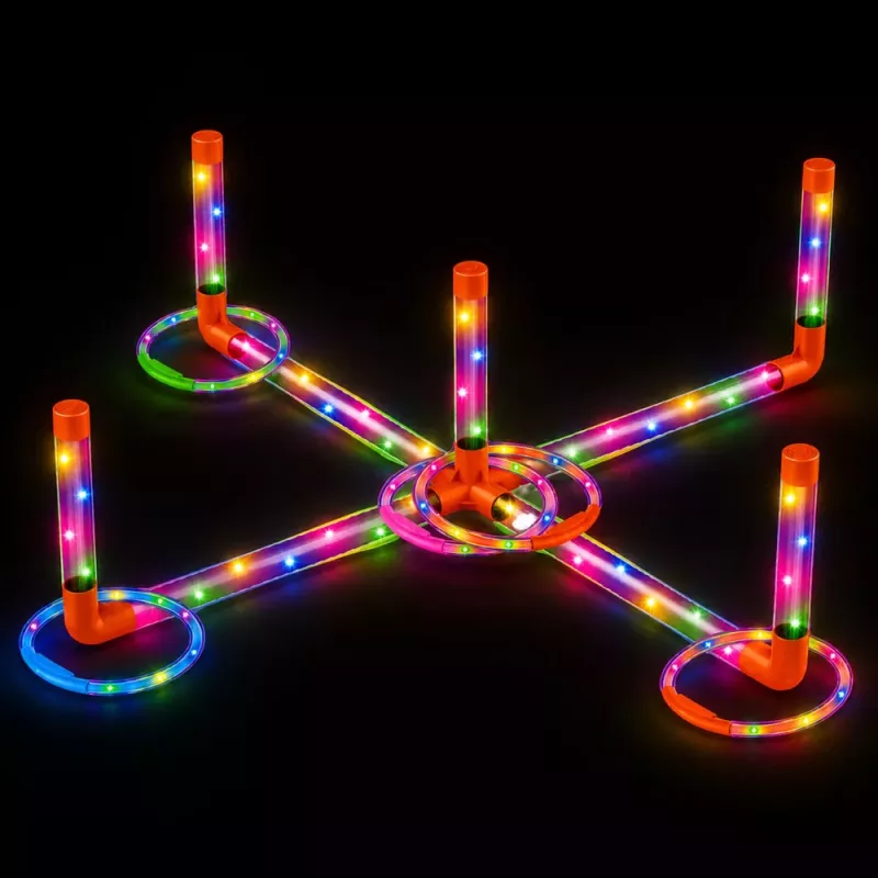 LEAN TOYS Ringo Gra Zręcznościowa Rzucanie dla Dzieci LED Świecące Obręcze i Słupki