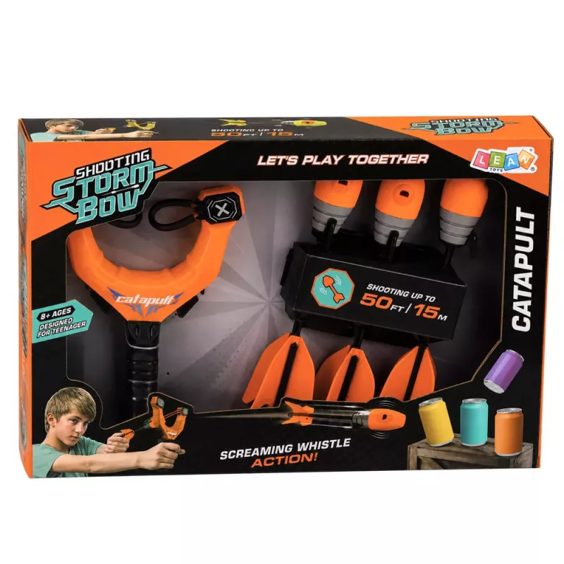 LEAN TOYS Zestaw sportowy proca z gwiżdżącymi strzałkami Pomarańczowy 15M