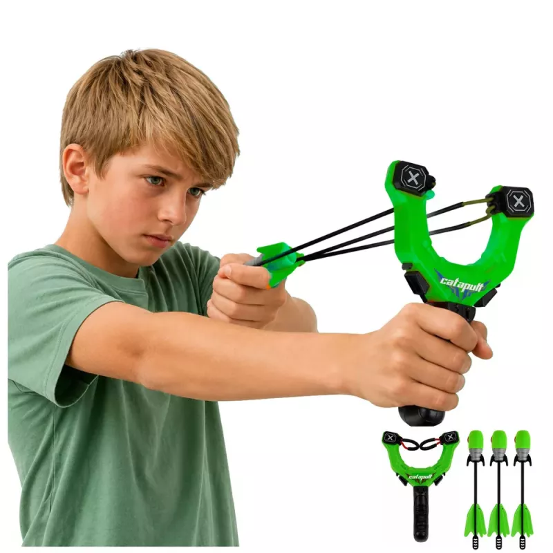 LEAN TOYS Zestaw Sportowy Arcade z Procą i Gwiżdżącymi Piankowymi Strzałami 15M