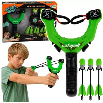 LEAN TOYS Zestaw Sportowy Arcade z Procą i Gwiżdżącymi Piankowymi Strzałami 15M