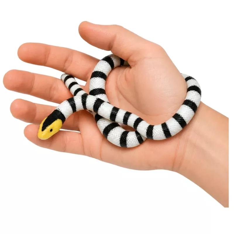 LEAN TOYS Gumowa figurka węża rozciągliwa realistyczna czarno-biała 33 cm