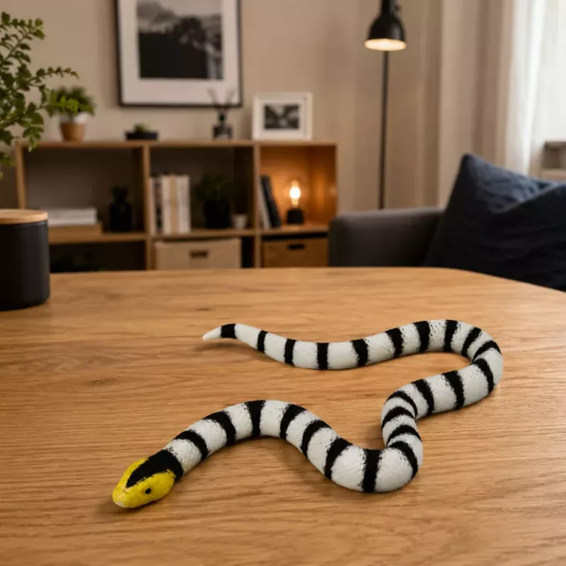 LEAN TOYS Gumowa figurka węża rozciągliwa realistyczna czarno-biała 33 cm