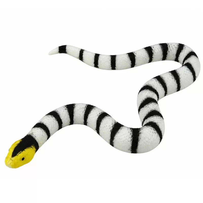 LEAN TOYS Gumowa figurka węża rozciągliwa realistyczna czarno-biała 33 cm