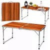 LEAN Folding Camping Table Adjustable Height Suitcase Wood