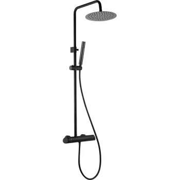 DEANTE Deszczownica z baterią prysznicową - Termostatyczny zestaw deszczownic, matowa czerń, kwadrat 250x250 mm