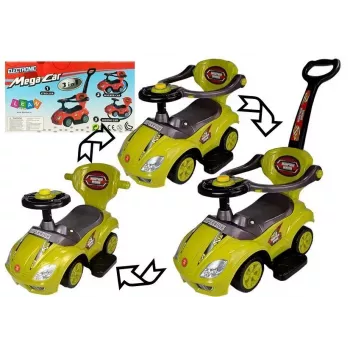 LEAN CARS Toddlers Ride On Push Along with Parent Handle Mega Car 3in1 Yellow