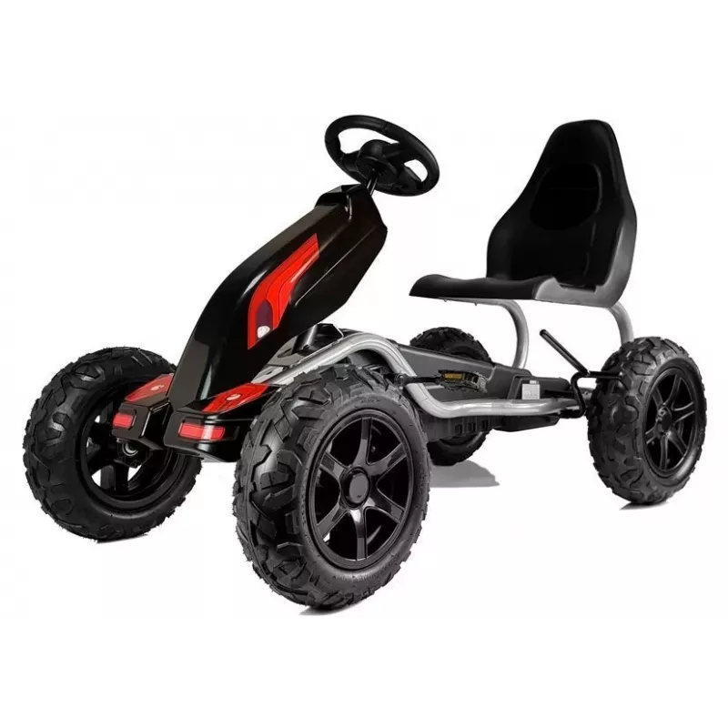 LEAN CARS Gokart B012 Inflatable Tires Black Pedal Go-Kart dla Dzieci 3-8 Lat