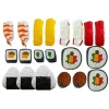 LEAN TOYS Zestaw do Sushi dla Dzieci z Sztućcami - 27 Elementów Drewnianego Jedzenia do Zabawy