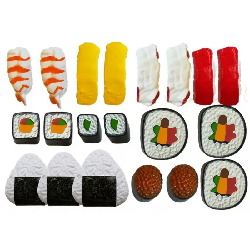 LEAN TOYS Zestaw do Sushi dla Dzieci z Sztućcami - 27 Elementów Drewnianego Jedzenia do Zabawy