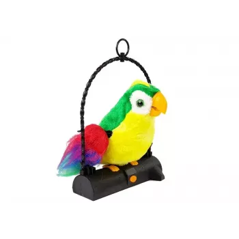 LEAN TOYS Papuga Chatterbox Powtarza Słowa Porusza Skrzydłami LED Światła Zielona