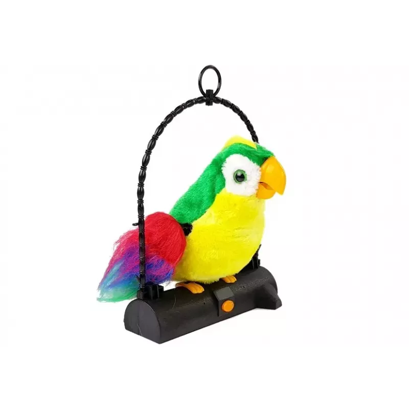 LEAN TOYS Papuga Chatterbox Powtarza Słowa Porusza Skrzydłami LED Światła Zielona