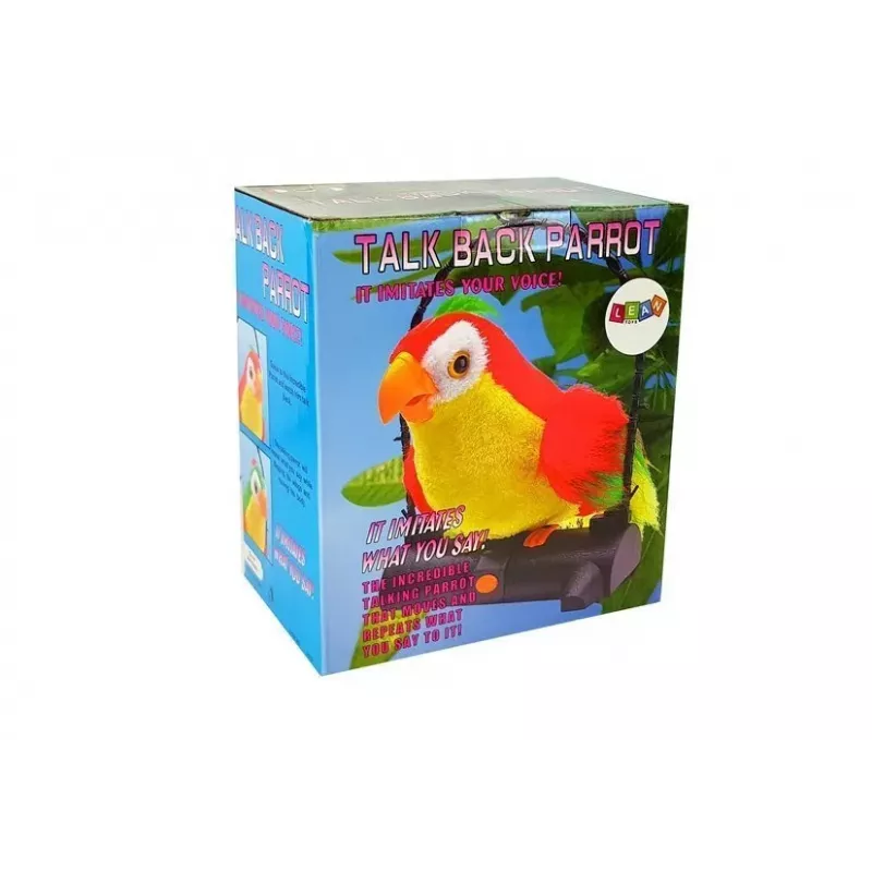 LEAN TOYS Papuga Chatterbox Powtarza Słowa Porusza Skrzydłami LED Światła Zielona