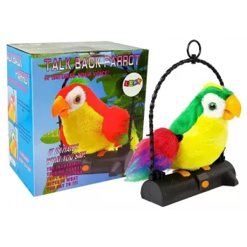LEAN TOYS Papuga Chatterbox Powtarza Słowa Porusza Skrzydłami LED Światła Zielona