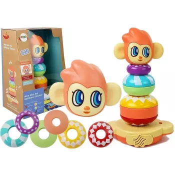 LEAN TOYS Edukacyjna Piramida Małpka z Dźwiękami, Nauka Liczb