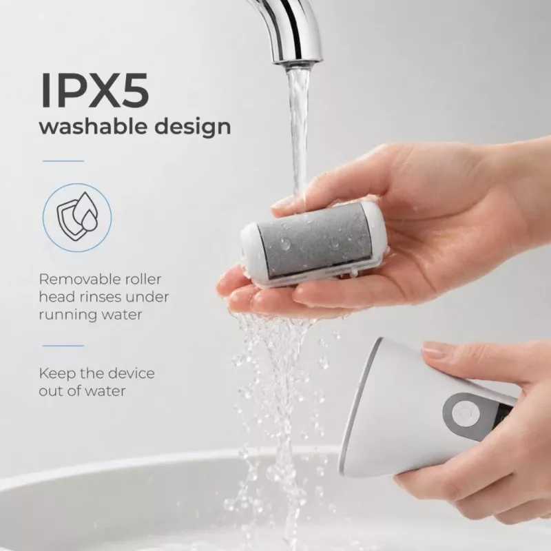 Ray Battler RB 0018 Callus Remover - Elektryczny pilnik do stóp z 3 głowicami, wodoodporny IPX7, do użytku na mokro i sucho