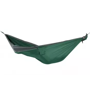 Ticket To The Moon TRAVEL HAMMOCK - Originalny hamak wiszący na 2 osoby, nylon, ciemnozielony, jasnoszary