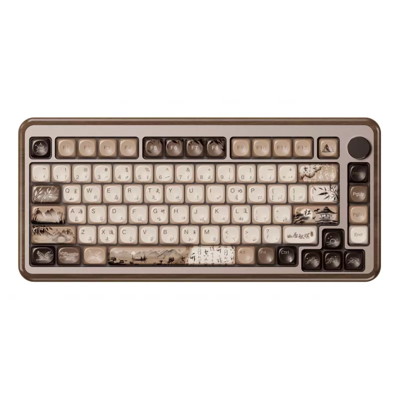 AKKO MU02 Mountain Seclusion 65% Klawiatura mechaniczna - Multi-Mode (Bluetooth/2.4GHz/Przewodowa) z przełącznikami Akko CS Jelly White, RGB, PBT ASA Keycaps, 68 klawiszy