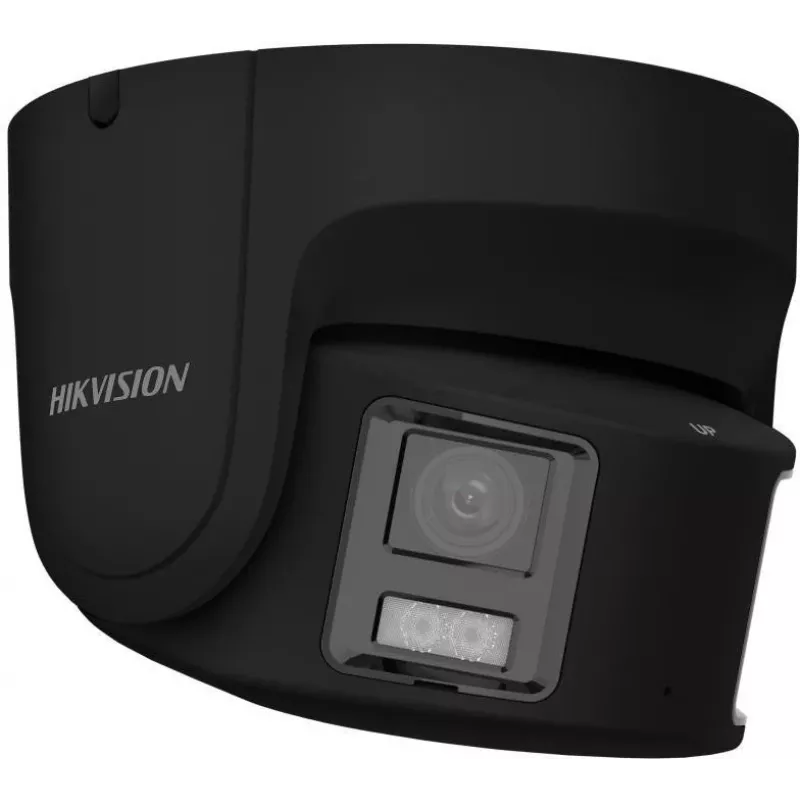 Hikvision DS-2CD2387G2P-LSU/SL(4mm)(C)/BLACK 8MP AcuSense Turret IP Camera z białym światłem, światłem stroboskopowym, ostrzeżeniem dźwiękowym, wbudowanym mikrofonem/głośnikiem, PoE