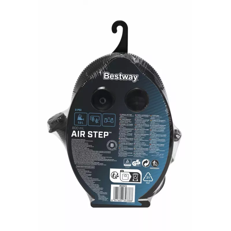Pompka nożna Bestway 23cm x 15cm 62023 - Ręczny nadmuchiwacz/odpowietrzacz z 3 końcówkami