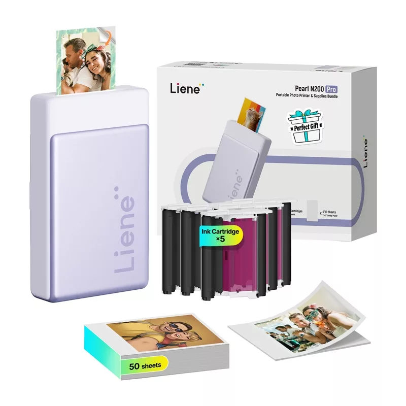 LIENE Pearl N200 Pro 2x3 Przenośna Drukarka Fotograficzna (Fioletowa)