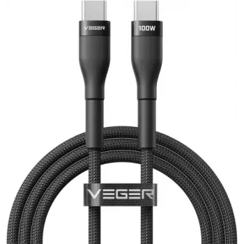 VEGER USB-C do USB-C PD 100W Kabel 1.5m, Czarny