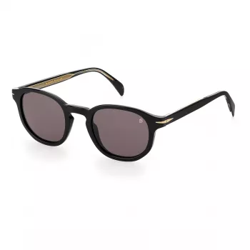 DAVID BECKHAM DB-1007-S-807 Okulary przeciwsłoneczne męskie kwadratowe - czarna oprawka, szare szkła, 49mm
