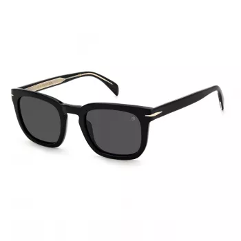 Okulary przeciwsłoneczne męskie DAVID BECKHAM DB-7076-S-807 - czarna oprawka acetatowa, szare soczewki poliwęglanowe, ochrona UV400, szerokość soczewki 50 mm